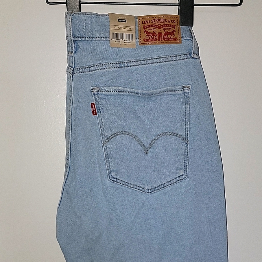 LEVI'S Shaping Skinng Light Blue Denim Pants Size 30(10 Short) L 28